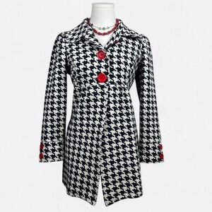 3 Sisters Houndstooth Peacoat Womens M Retro Preppy Twee